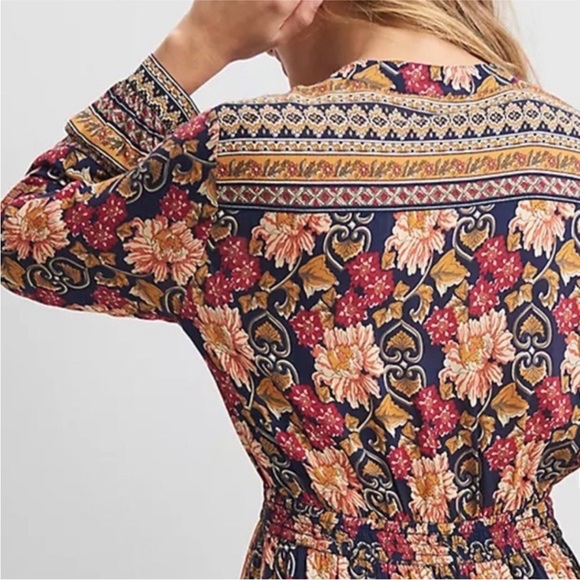 ANTHROPOLOGIE Othilia Cindy Maxi Dress Floral Colorful Boho Long Sleeve size M - Picture 5 of 12